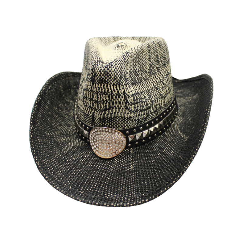Dark Cinders Cowboy Hat with Shiny Rhinestones and Studs