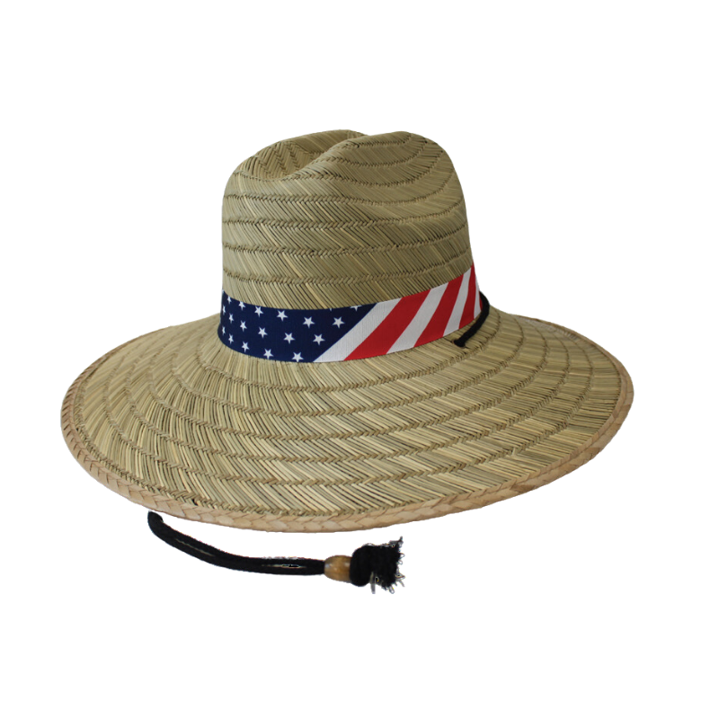 Straw Hat with USA Flag Band