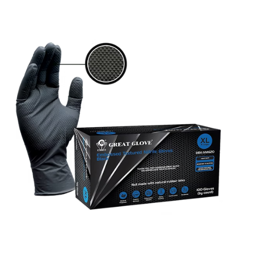 6 Mil Embossed Grip Black Disposable