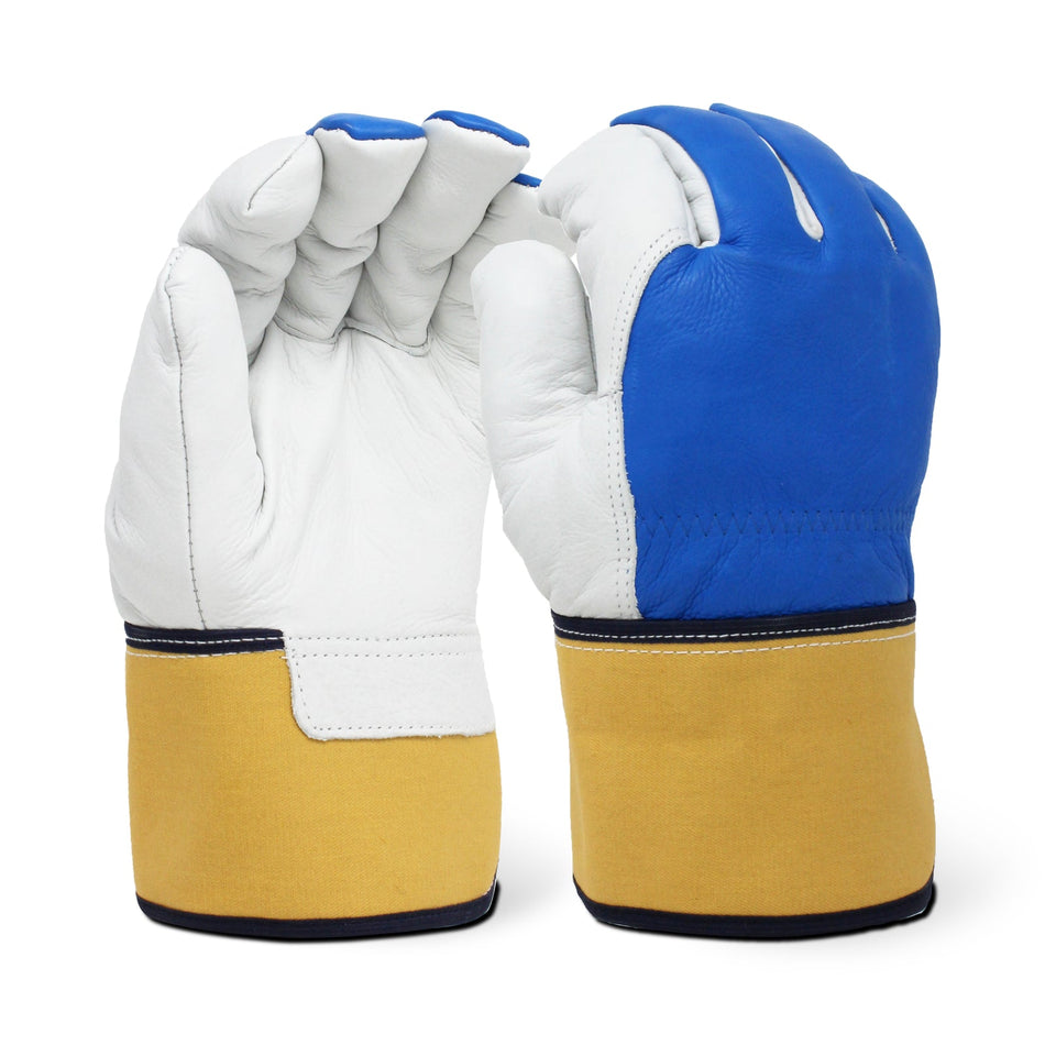 Cow Grain Leather Gloves with Sherpa Lining – Two Tone Design
