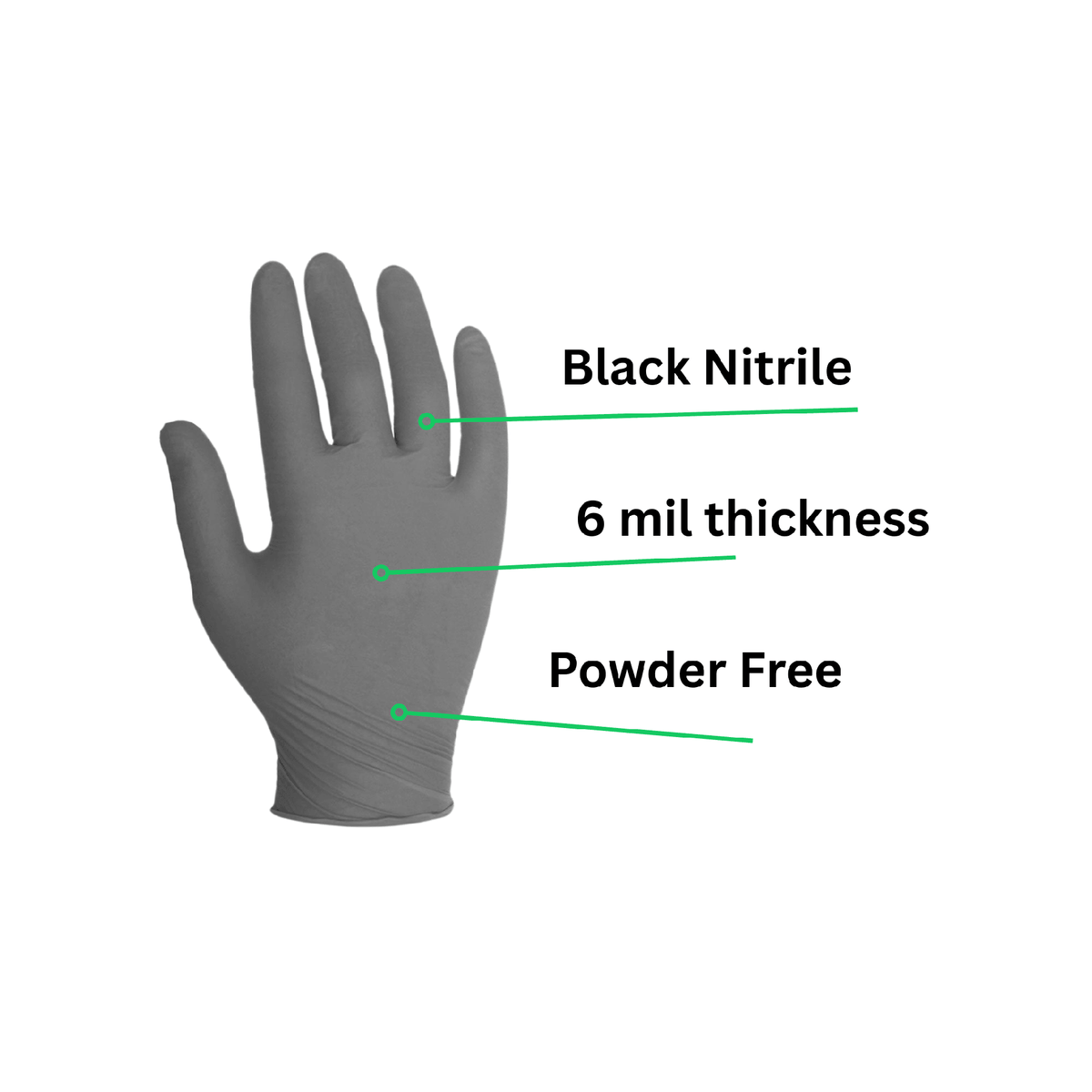 black nitrile gloves 6 mil thickness and powder free