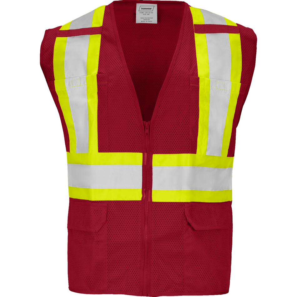 Red Mesh Safety Vest (6 Pockets)