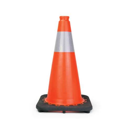 18" Orange PVC Safety Cone with Reflective Collar