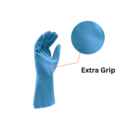 Blue Latex Rubber Gloves Extra Grip
