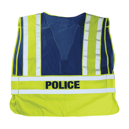 Showing the Back Side of a Police Safety Vest