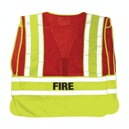 Back side of FIRE safety vest