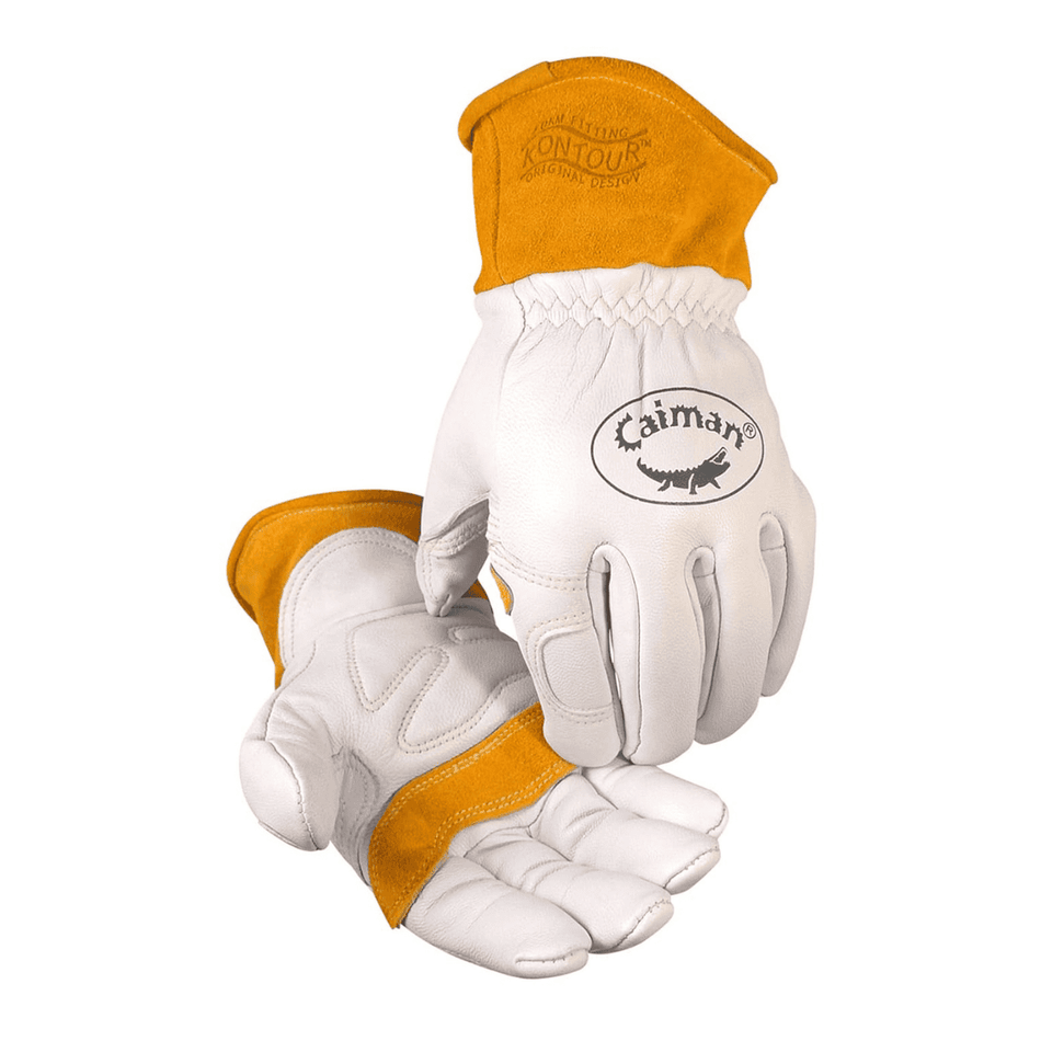 Caiman Premium Goat Grain TIG/MIG Welding Gloves, Wool Insulated Back, Scalloped Cuff, Boarhide Palm