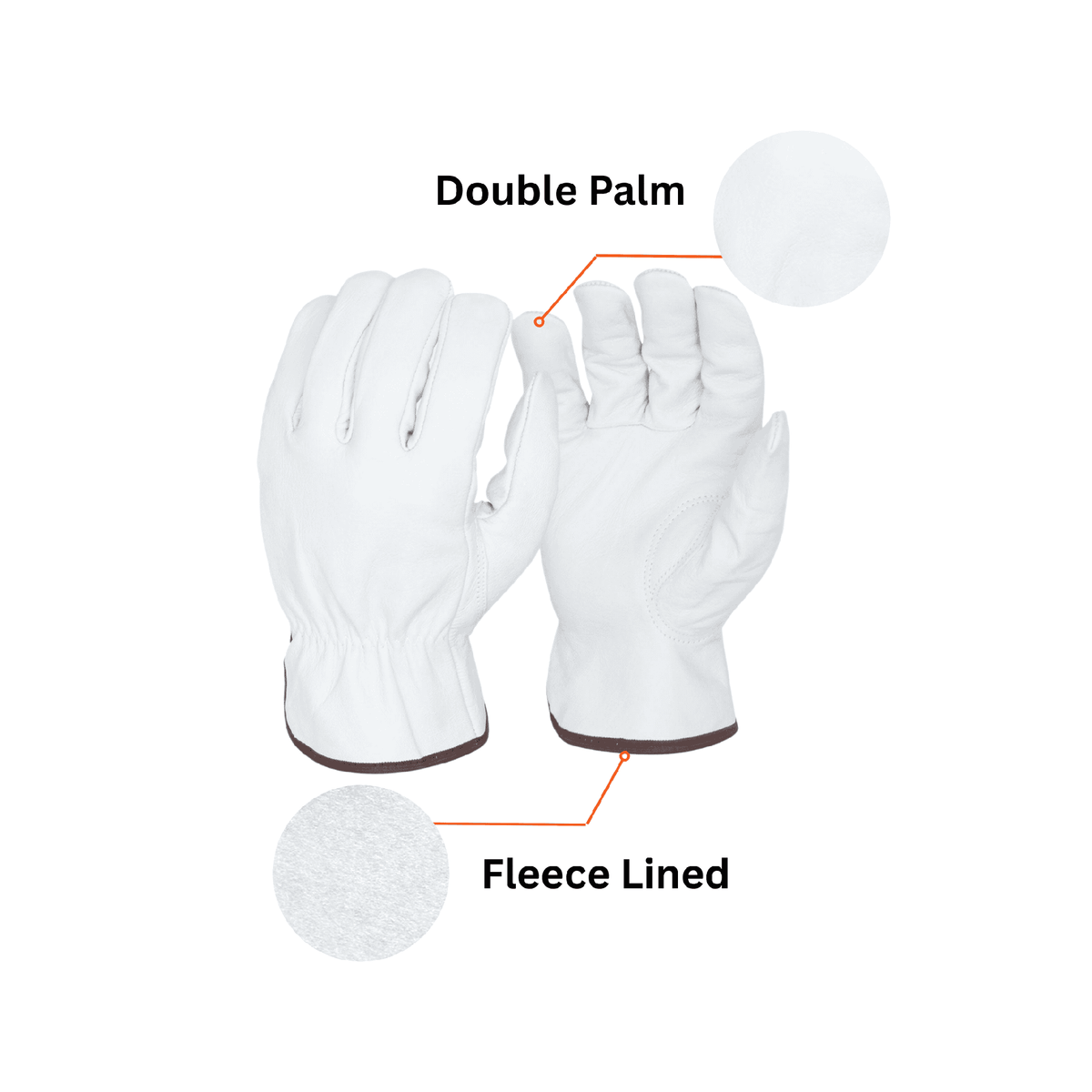 Goatskin Glove with double palm and fleece line