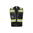 12 Pockets - Black Safety Vest with Radio Clip Holders