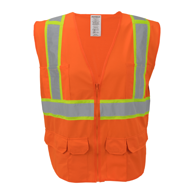 Orange Class 2 Flame Retardant Surveyor Vest with Zipper Front