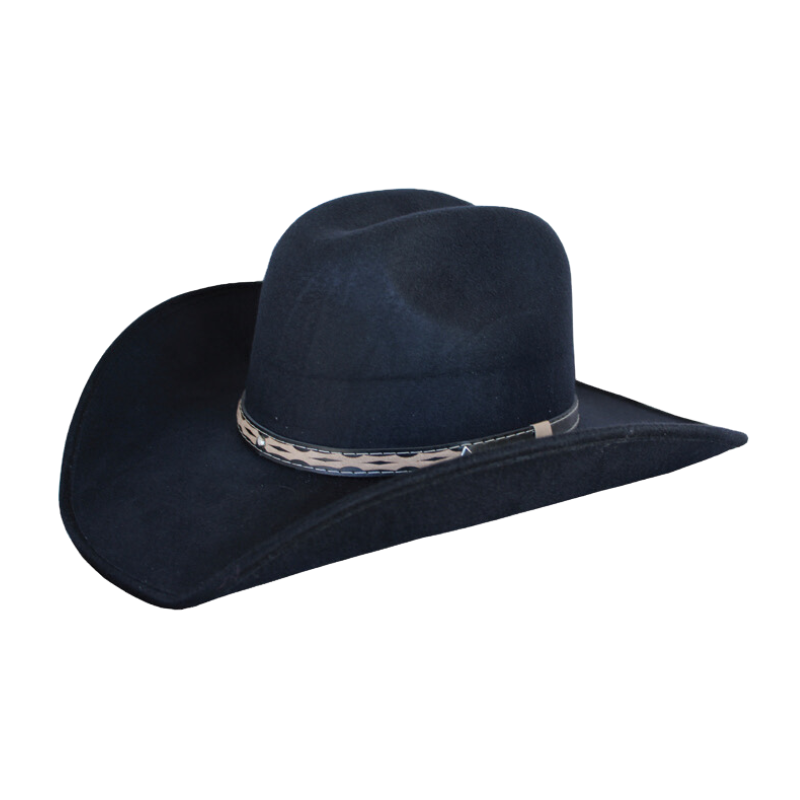 Black Cowboy Faux Fur Hat