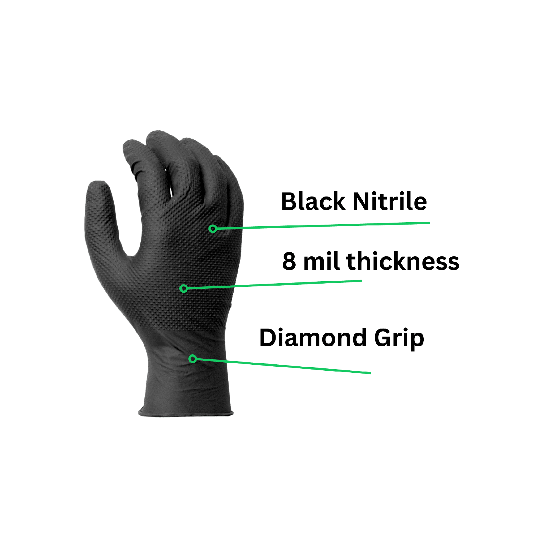 black nitrile 8 mil and diamond grip