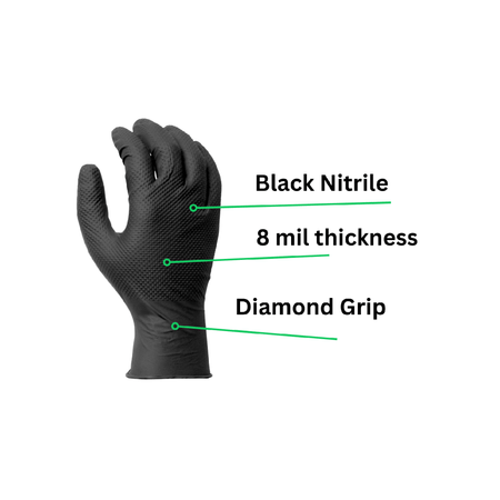 black nitrile 8 mil and diamond grip