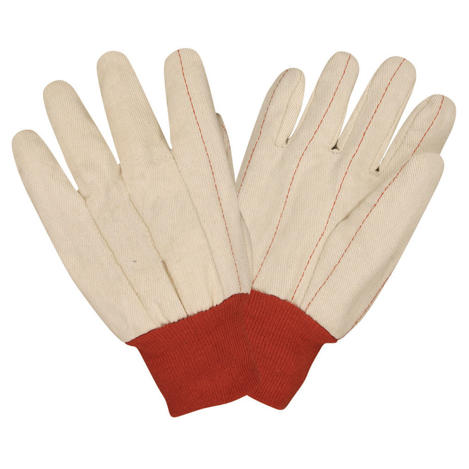 12 Pairs - Nap-In, Double Palm, Knit Wrist, Canvas Gloves