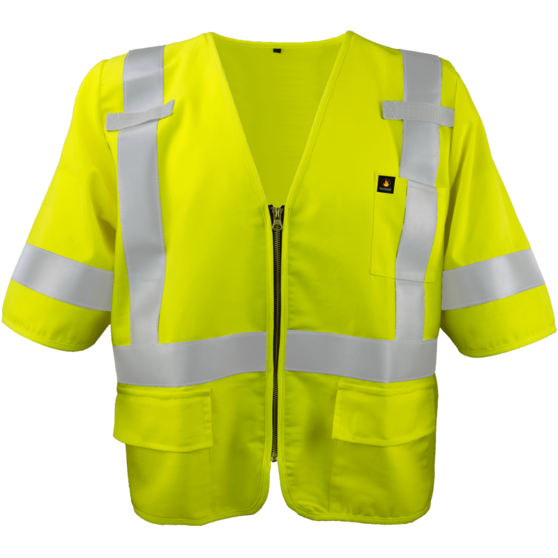 Class 3 Flame Retardant Safety Vest with Zipper Front and Sleeves