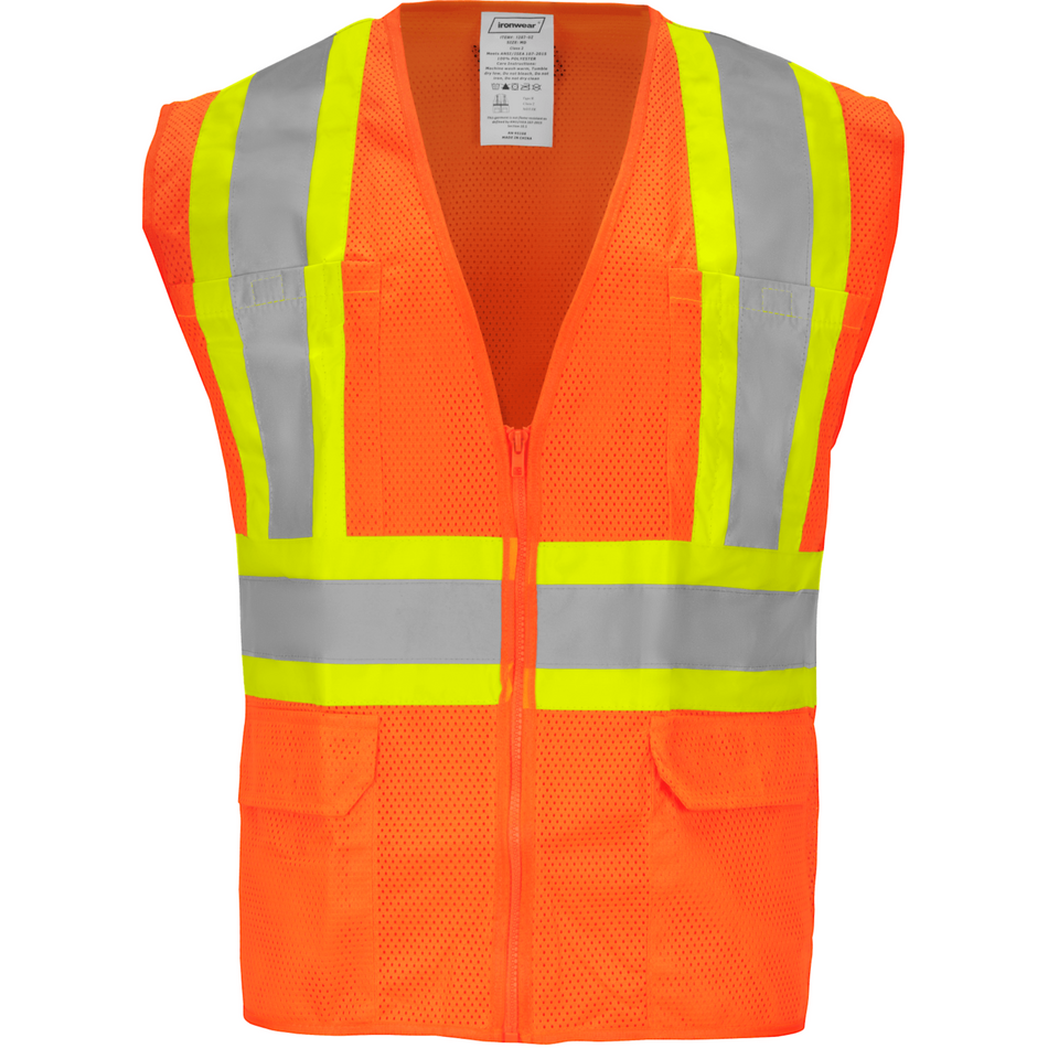 Orange Zipper Front Closure Vest with Two Tone Tape