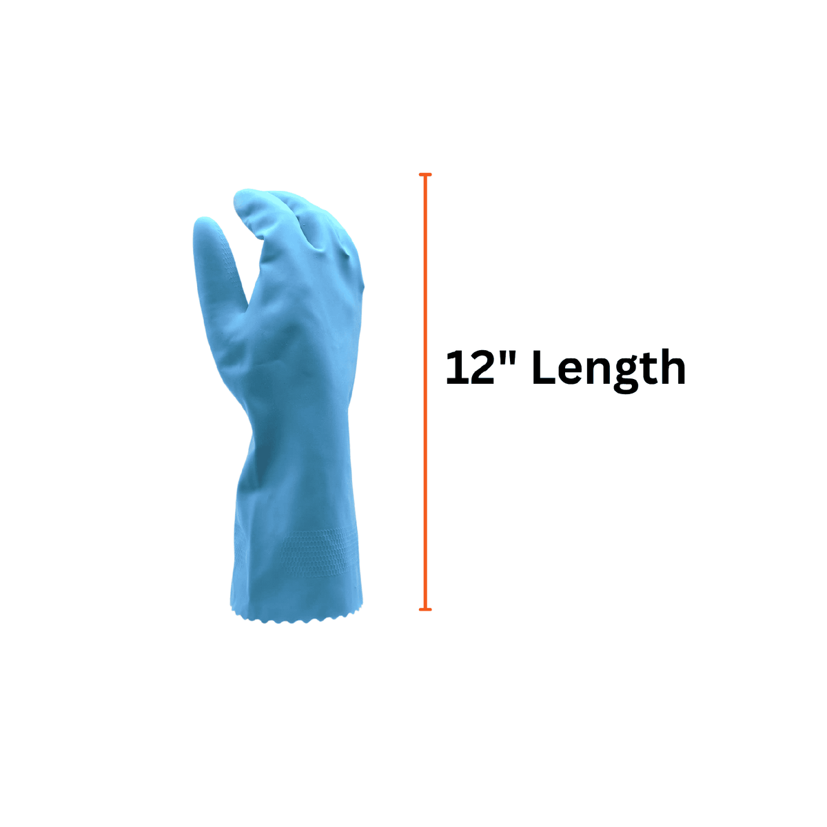 Blue Latex Rubber Gloves Length