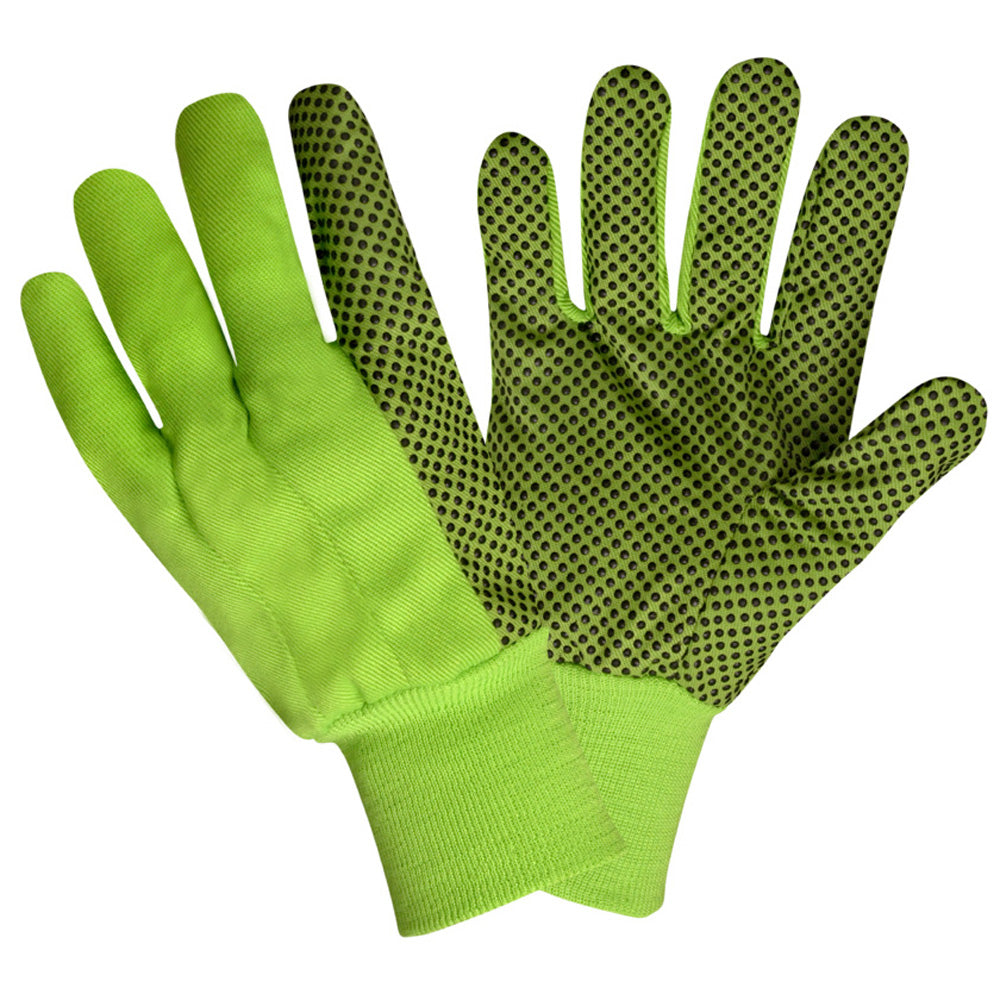 Cordova 2715 Canvas, Knit Wrist, PVC Dots, Hi-Vis Lime