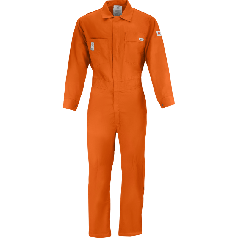 7 oz. Orange Flame Retardant Coverall with Elastic Waist and Adjustable Sleeve Cuffs