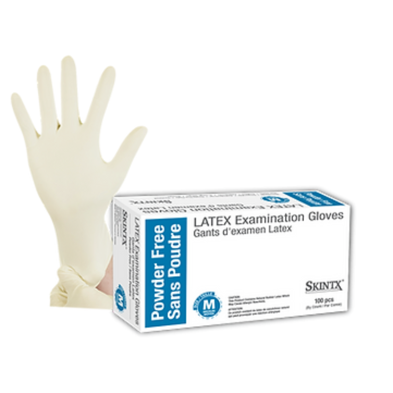 powder free latex gloves hand and box