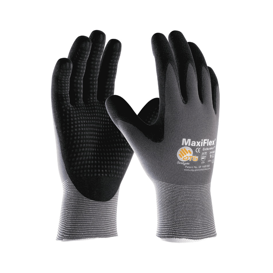 12 Pairs - MaxiFlex Gloves – 34-844 Nitrile Micro Dot Grip, Touchscreen Compatible