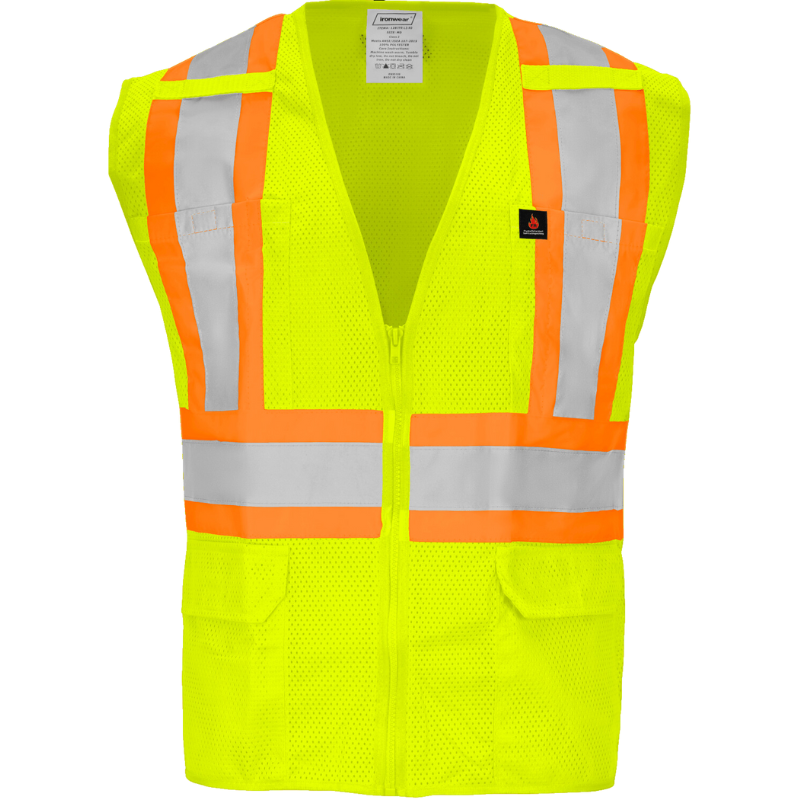Class 2 Flame Retardant Safety Vest (Hi Vis Lime) and Two Tone Stripes