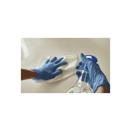 blue nitrile gloves action