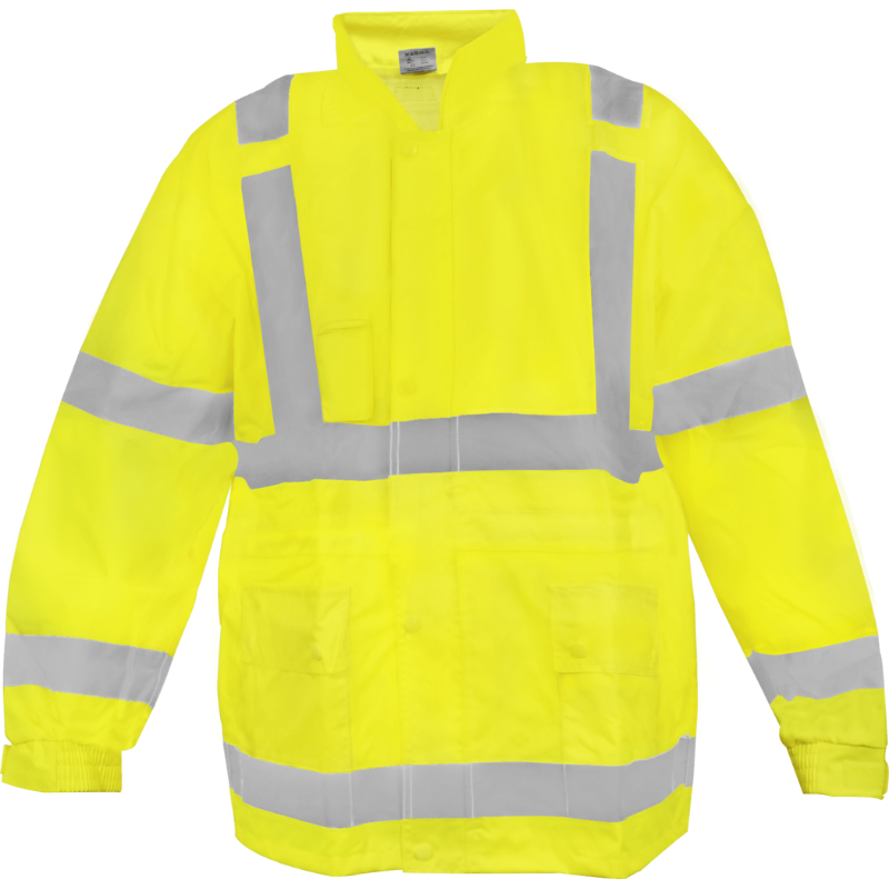 Class 3 Hi Vis Lime 2 Piece PU Rainsuit