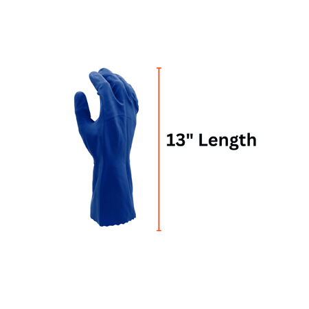 Blue Latex Rubber Gloves Length