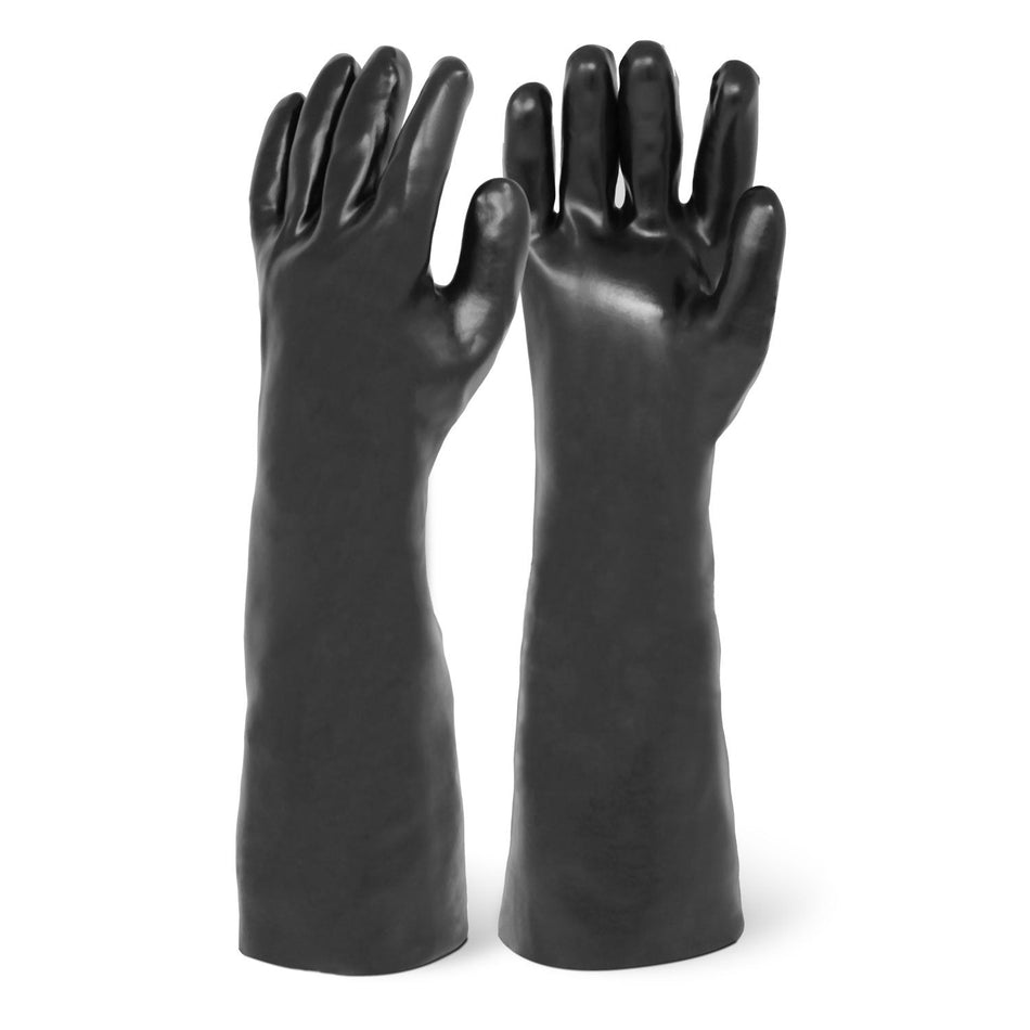 18" Smooth Finish Black PVC Chemical Resistant Gloves