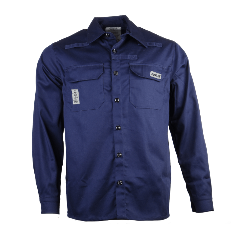 Navy Blue Flame Resistant Long Sleeve Button Up Shirt
