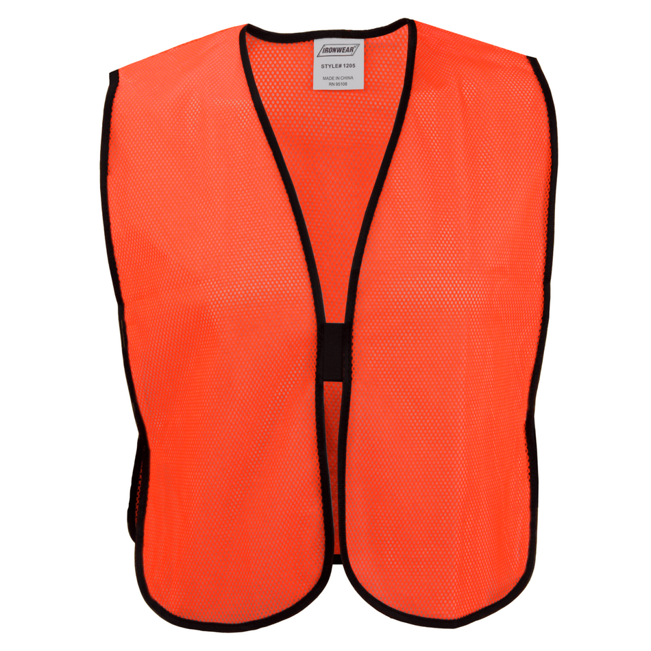 Economy Orange Safety Vest with Hook & Loop Closure (One Size)