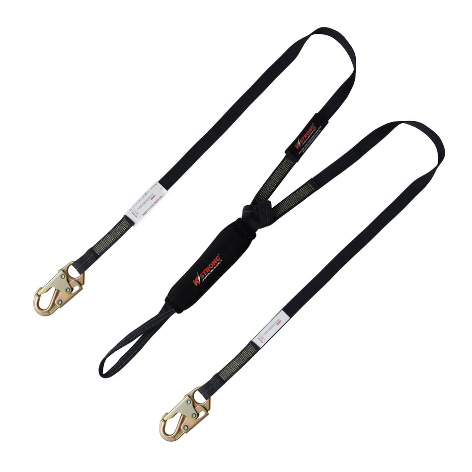 6 ft. Twin Leg 100% Tie- off Arc Flash Rated Shock Absorbing Lanyard with Loop and (2) Snap Hooks (ANSI)