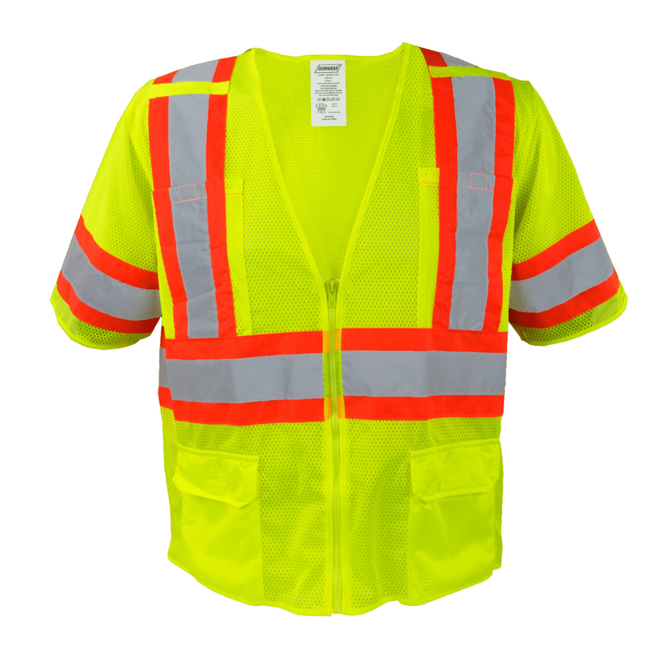 Class 3 Safety Vest with Radio Clip Holders (Over the Shoulder)