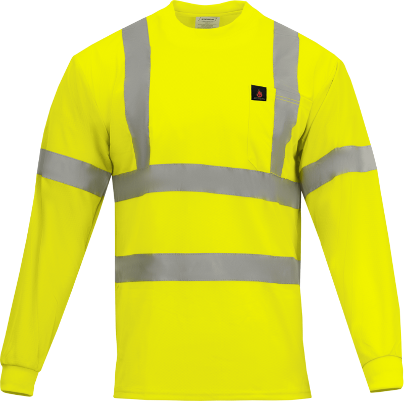 Class 3 Flame Retardant Long Sleeve Shirt (Hi Vis Lime)