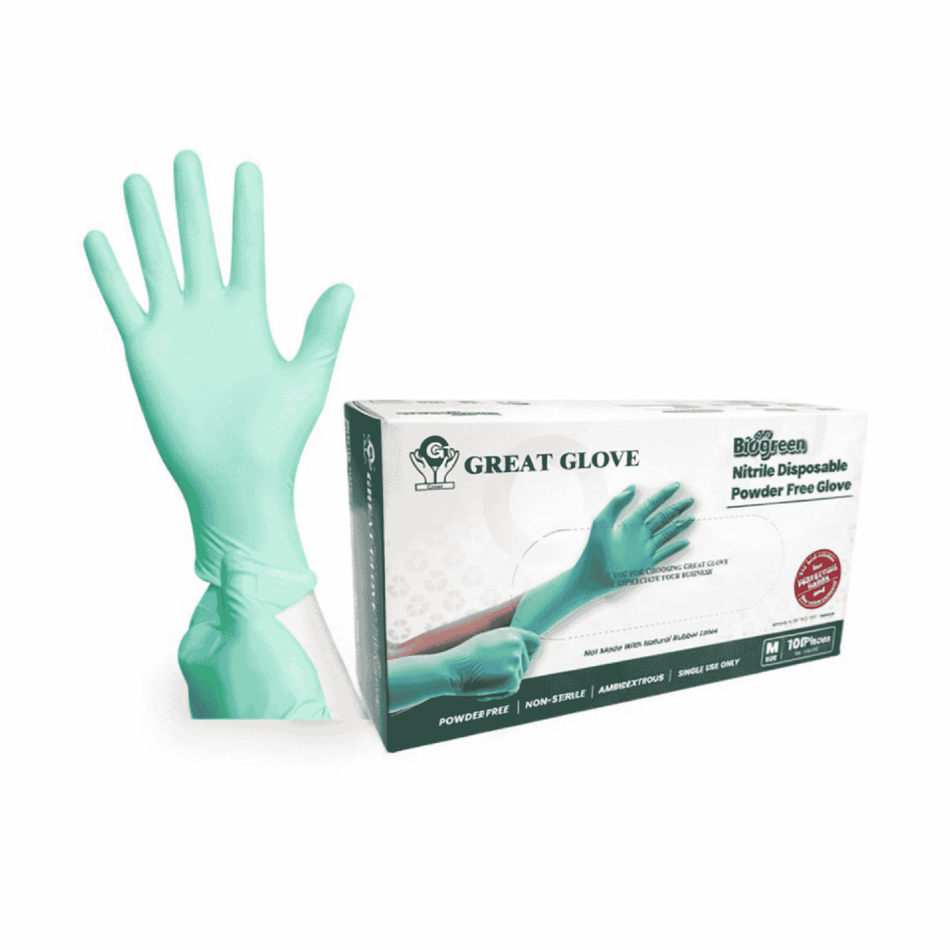 3.5 Mil Biodegradable Nitrile Gloves – Powder-Free, Eco-Friendly Disposable Gloves (100 pcs/bx, Size XL: 95 pcs/bx)