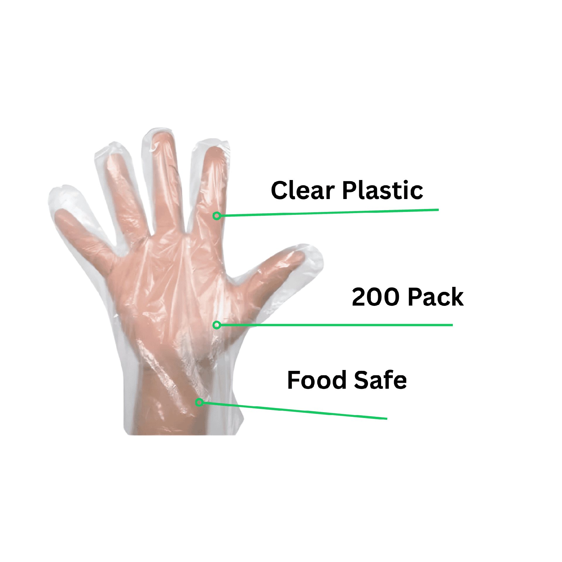 Clear Plastic Gloves in 200 Pack and Food Safe