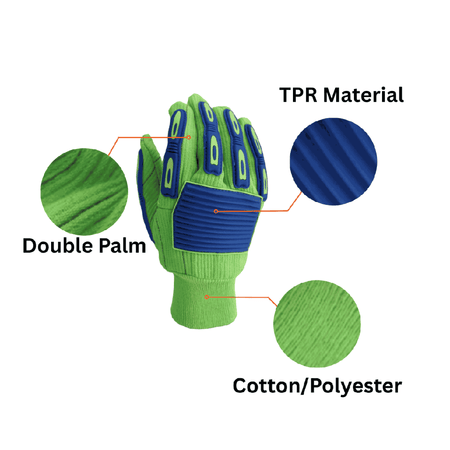 Double Palm, TPR Material, and cotton/polyester glove
