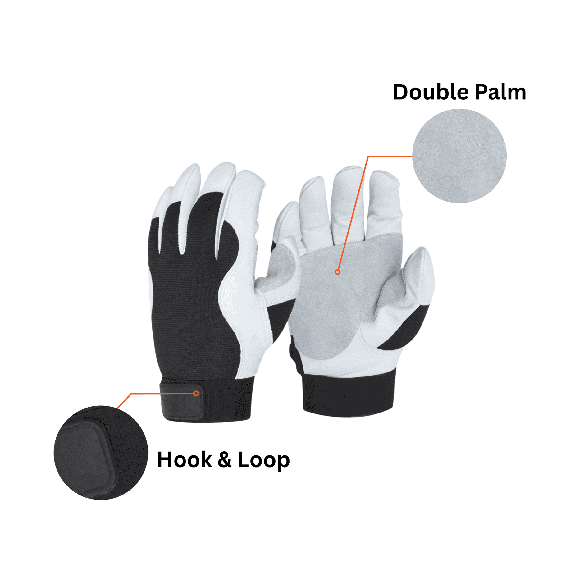 goatskin mechanic gloves double palm and cuff