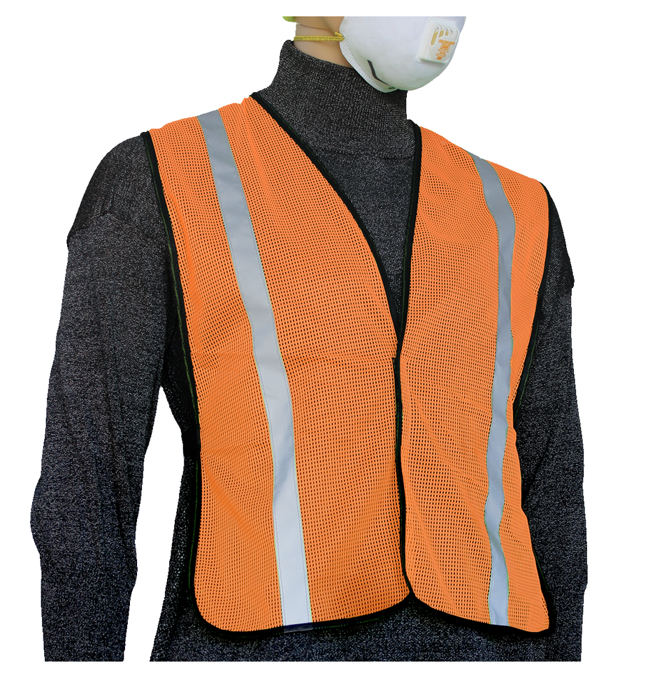 Hi-Vis Orange Mesh Safety Vest - One Size Fits All