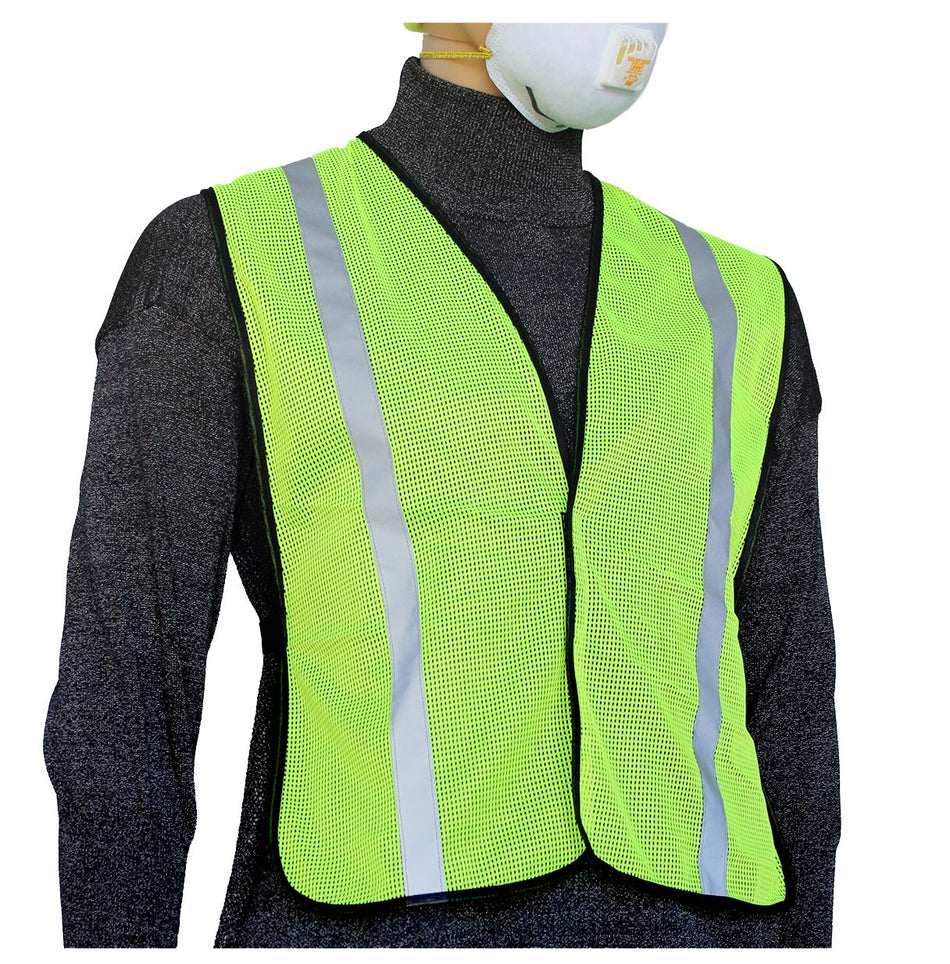 Hi-Vis Green Mesh Safety Vest - One Size Fits All